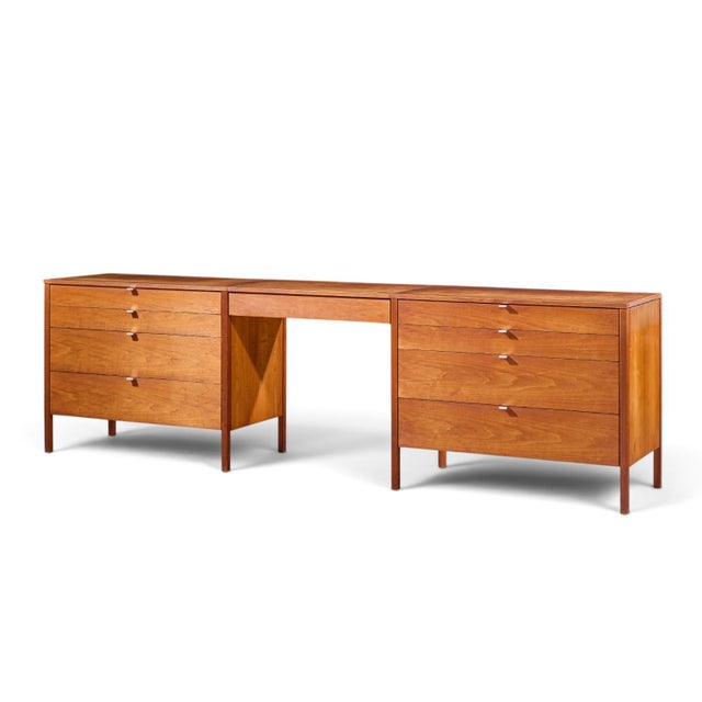 Mid-Century Modern Florence Knoll for Knoll Mid Century Walnut 3-Piece Vanity Set For Sale - Image 3 of 15