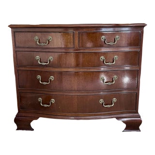 1980s Baker Georgian Style Serpentine Front Chest of Drawers For Sale