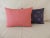2010s Red and Blue Satin Cotton Modern Bolster Decorative Pillows From Portugal- A Pair For Sale - Image 5 of 8