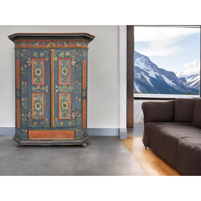 Blue Cupboard with Sunflower Paintings For Sale - Image 6 of 18