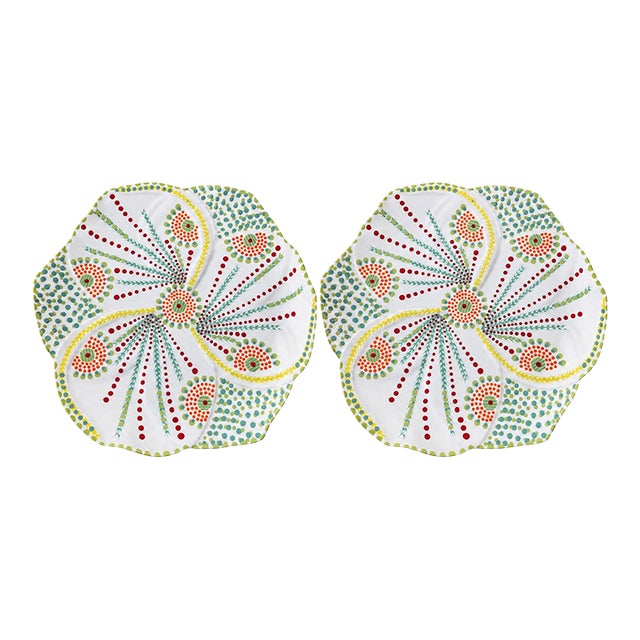 Pair of Hand-Painted South African Ceramic Platters For Sale