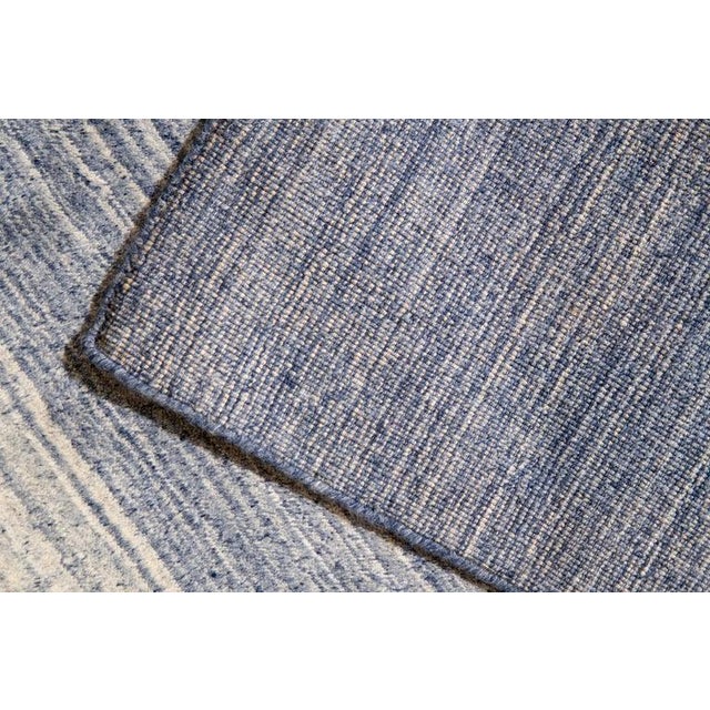 2020s 8x10 Blue Hand-Knotted Wool Subtle Ombre Stripes Modernist Carpet Rug For Sale - Image 5 of 6