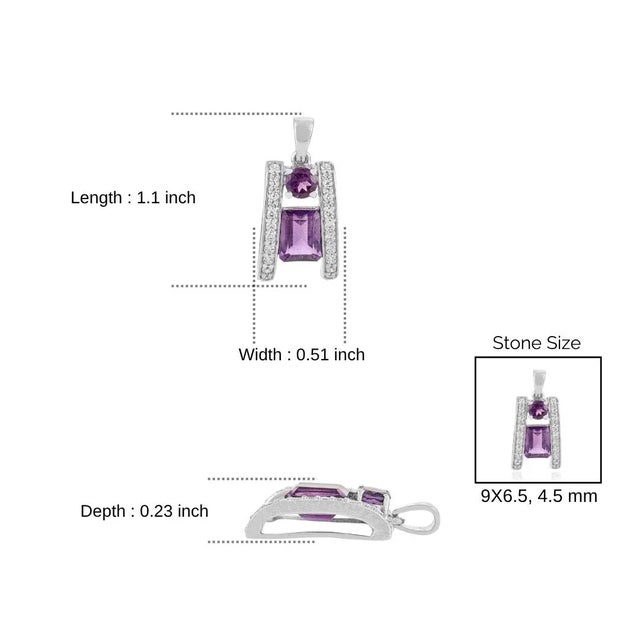 Modernist 5.22 Carat Purple Amethyst Silver Charm Pendant by Carat&her - Gift for Her For Sale - Image 9 of 11