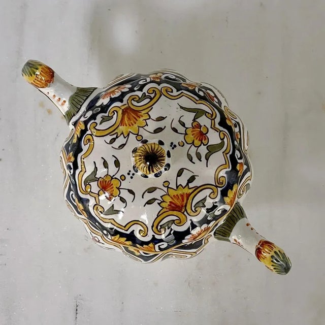 Ink Blue 19th Century French Faience 8 Piece Hand-Painted Tea Service For Sale - Image 8 of 13