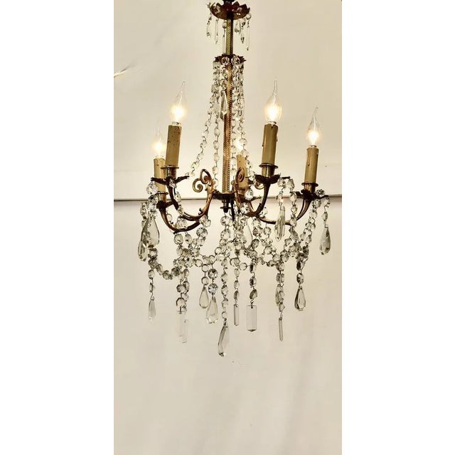 Large French Crystal and Brass 5 Branch Chandelier For Sale - Image 3 of 8