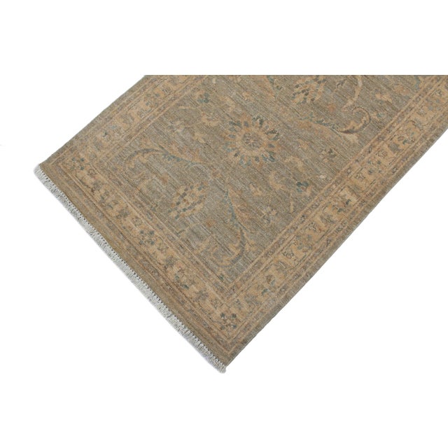 Boho Chic Ziegler Grey/Beige Wool Runner Rug- 2'5'' X 9'8'' For Sale - Image 4 of 10