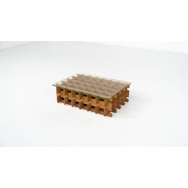 Mid-Century Italian Grid Coffee Table in Wood and Glass, 1960s For Sale - Image 4 of 10