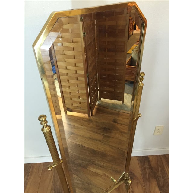 Vintage Brass Cheval Standing Floor Mirror Chairish