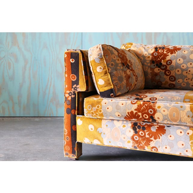 Milo Baughman for Thayer Coggin 1960s Attributed to Milo Baughman for Thayer Coggin Sofa Jack Lenor Larsen Primavera For Sale - Image 4 of 15