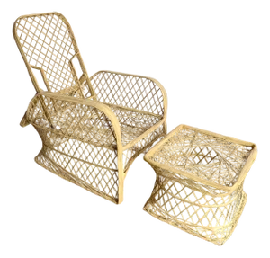 Mid Century Modern Spun Fiber Glass Adjustable Lounge Chair With Ottoman