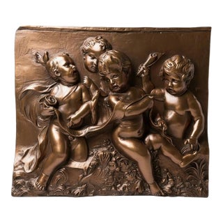 1980s Relief Sculpture Wall of Cherubs For Sale