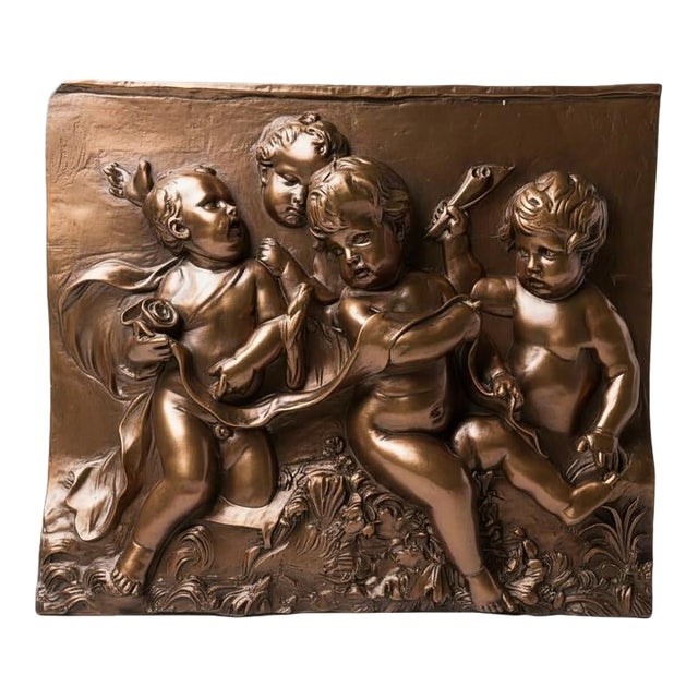 1980s Relief Sculpture Wall of Cherubs For Sale