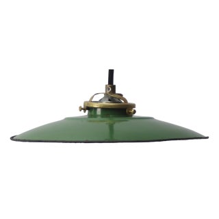 French Green Enamel & Brass Pendant Light For Sale