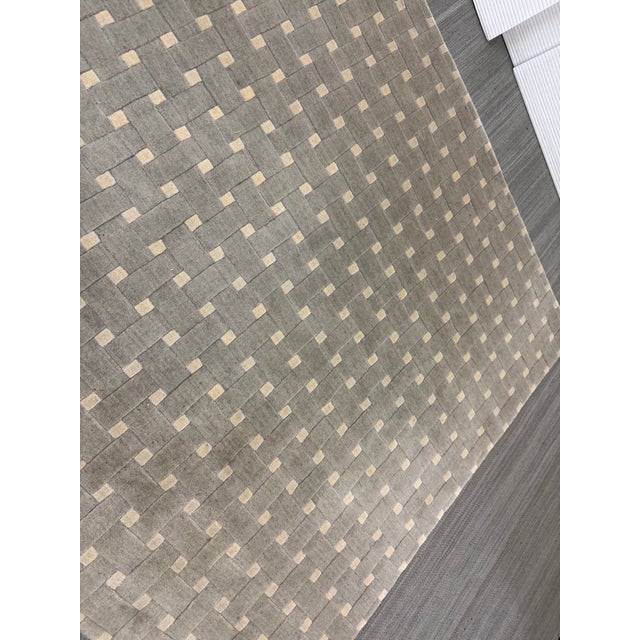 5ft2in × 8ft2in Cb2 Grid 100% Wool Area Rug For Sale - Image 9 of 12