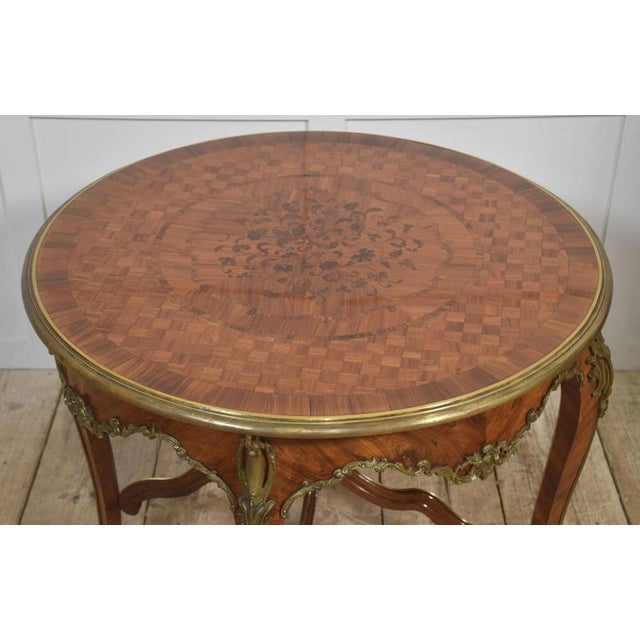 Louis XV Style Ormolu and Parquetry Circular Centre Table, 1890s For Sale - Image 3 of 16