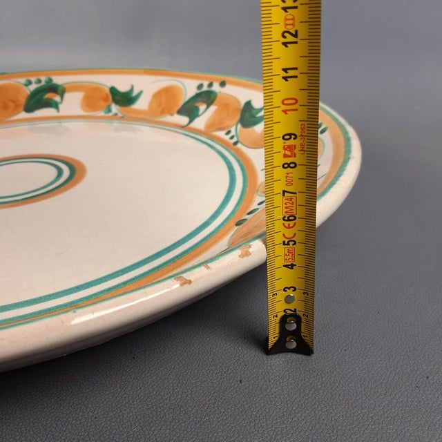 Large Vintage Caltagirone Majolica Hand-Painted Hanging Plate, 1960s For Sale - Image 10 of 12