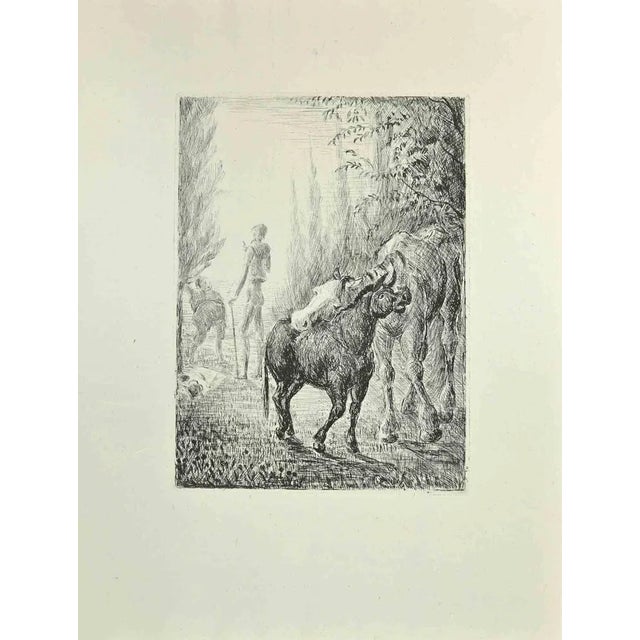 Don Quixote and the Animals is an etching and drypoint print on ivory-colored China paper, realized by Wladyslaw Jahl in...
