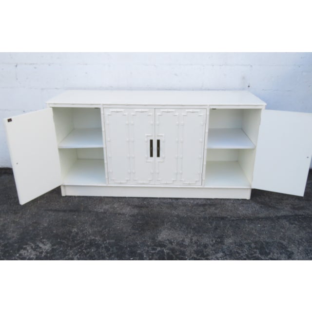 Wood Omega Hollywood Regency Painted Faux Bamboo Buffet Server Storage Cabinet 6269 For Sale - Image 7 of 18