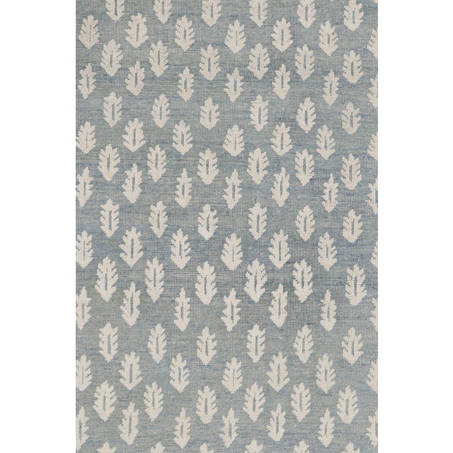 Textile Rug & Kilim’s Modern Block Print Rug in Blue with White Floral Pattern - 5x8 For Sale - Image 7 of 8