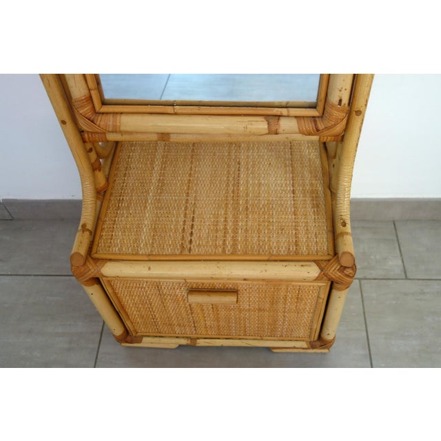 Wicker and Bamboo Cheval Mirror, 1970s For Sale - Image 11 of 18