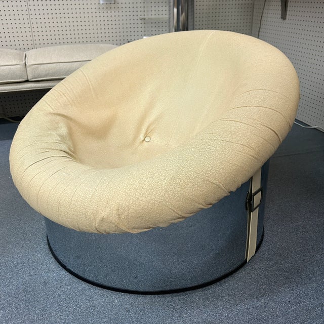 Contemporary 1970s Lennart Bender Style Mod Circular Bean Bag Lounge Chair With Belts For Sale - Image 3 of 8
