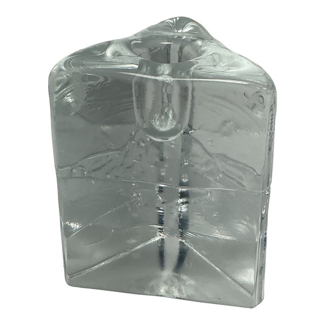 Vintage Iittala Arkipelago Iceberg Triangle Candleholder Paperweight Timo Sarpaneva, MCM Scandinavian Art Glass,Retro Scandi Home Decor Gift For Sale