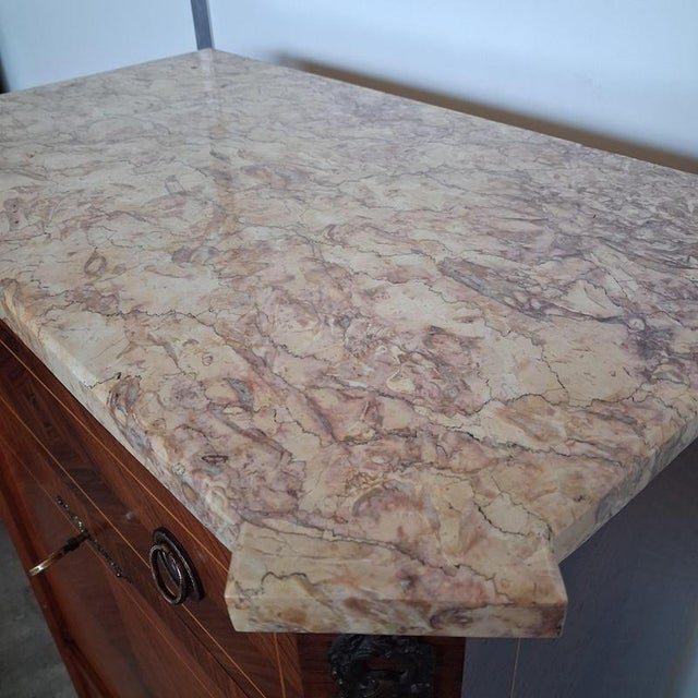 Louis Philippe Style Rosewood Veneer Secretaire with Marble Top, France For Sale - Image 12 of 17