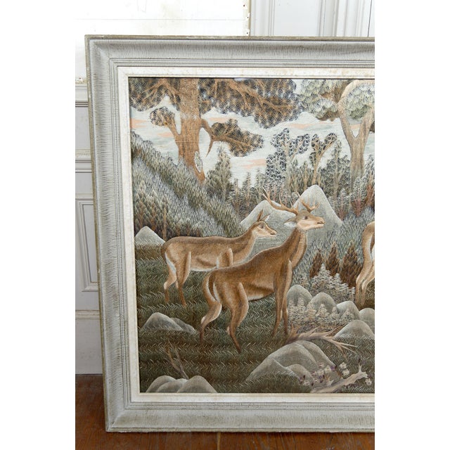 Indochinese Silk Embroidery Tapestry, Vietnam, 1940s For Sale - Image 6 of 13