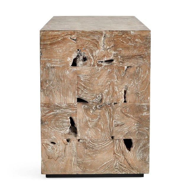 Contemporary Washed Teak Root Cube Side Table For Sale - Image 3 of 4
