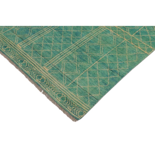 Boho Chic Balochi Blue/Beige Wool Rug - 3'3''x5'0'' For Sale - Image 4 of 11