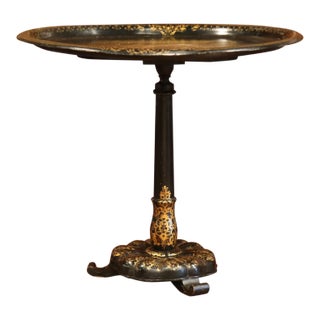 19th Century French Napoleon III Hand-Painted Tole Tray Side Table For Sale