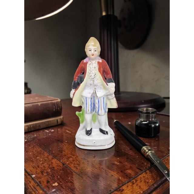 Hand Painted Porcelain Gentleman Figurine Made in Japan Colonial Aristocrat For Sale - Image 4 of 7
