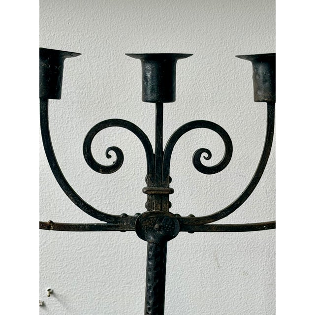 Gothic Antique Goberg Germany Iron Candelabra by Hugo Berger For Sale - Image 3 of 8