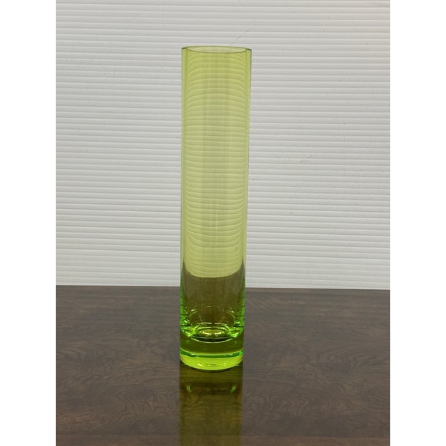 Cylindrical Lime Green Tall Vase For Sale In San Francisco - Image 6 of 12