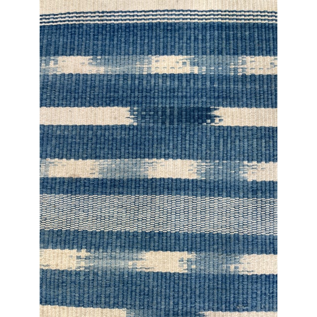 Hand Woven Natural Indigo and White Cotton Flat Weave Dhurrie Rug For Sale In Jacksonville, FL - Image 6 of 9