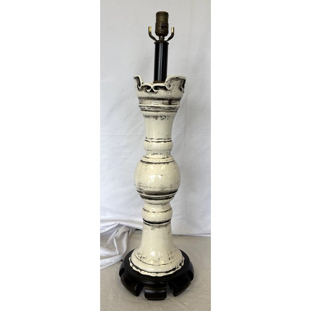 Vintage Chinese Glazed Pottery Gu-Form Lamp Circa 1970's For Sale - Image 14 of 15