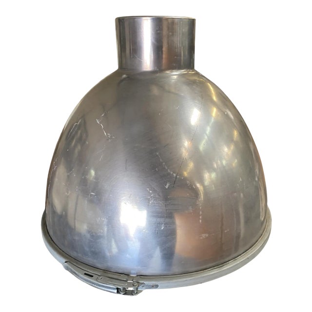 1970s Large Industrial Aluminum Pendant Light Fixture For Sale