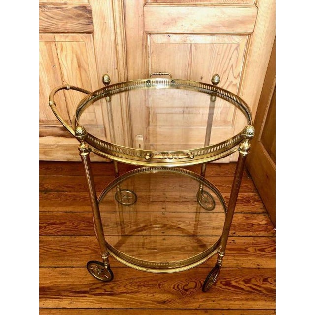 Metal Vintage Brass Serving Trolley, 1950s For Sale - Image 7 of 18