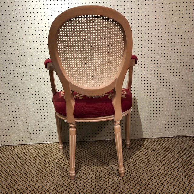 Mid 20th Century Vintage Louis XVI Cane Back Needlepoint Armchair For Sale - Image 5 of 8
