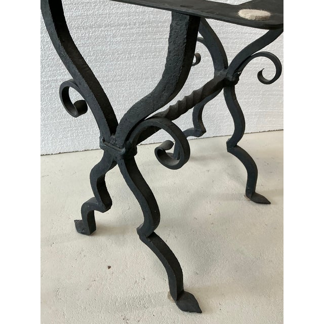 Black Antique Spanish Marble Top Wrought Iron Side Table. For Sale - Image 8 of 10