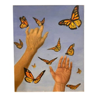 Butterflies and Me by Kathleen Varadi, 2016 Oil on Canvas For Sale