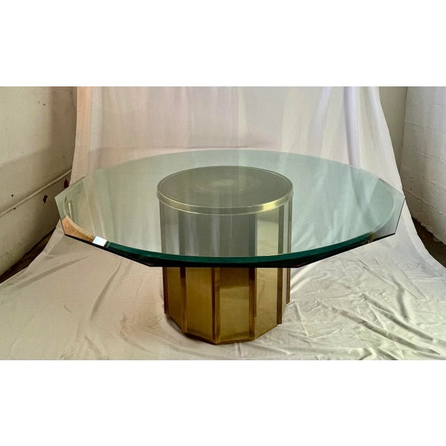 Brass drum table base beautifully designed by William Doezema for Mastercraft. Would make a great entry foyer table base...