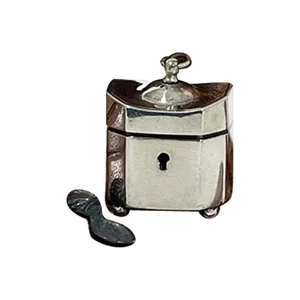 19th Century Dutch Miniature Dollhouse Silver Tea Caddy