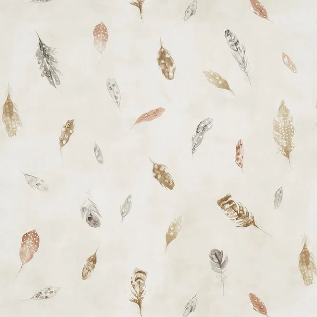 Schumacher Woodland Feathers Wallpaper In Autumn For Sale