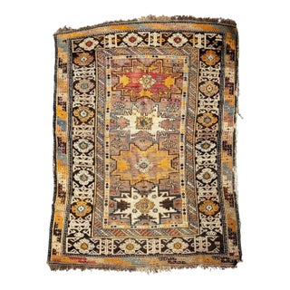 Antique Caucasian Chi-Chi or Kuba with Outrageous Color Palette & Workmanship Rug 3.6 x 4.6 For Sale