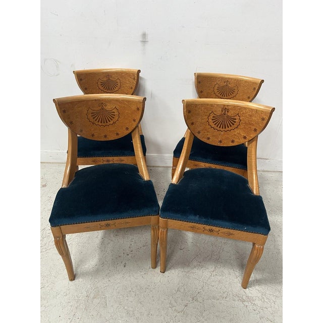 Charles X Style Maple Wood Chairs, 20th Century, Set of 4 For Sale - Image 10 of 15