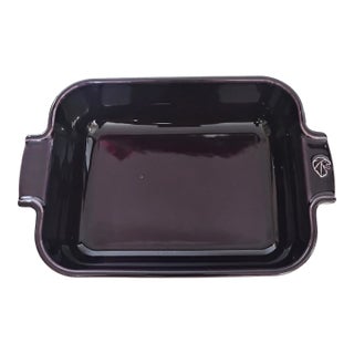 Vintage Peugeot France Ceramic Rectangular Baking Dish in Aubergine - 9.75" For Sale