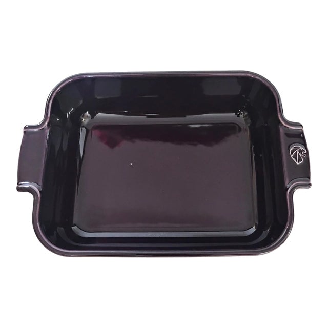 Vintage Peugeot France Ceramic Rectangular Baking Dish in Aubergine - 9.75" For Sale