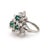 Contemporary Diamond & Emerald 18k White Gold Estate Triple Floral Ring For Sale - Image 3 of 5