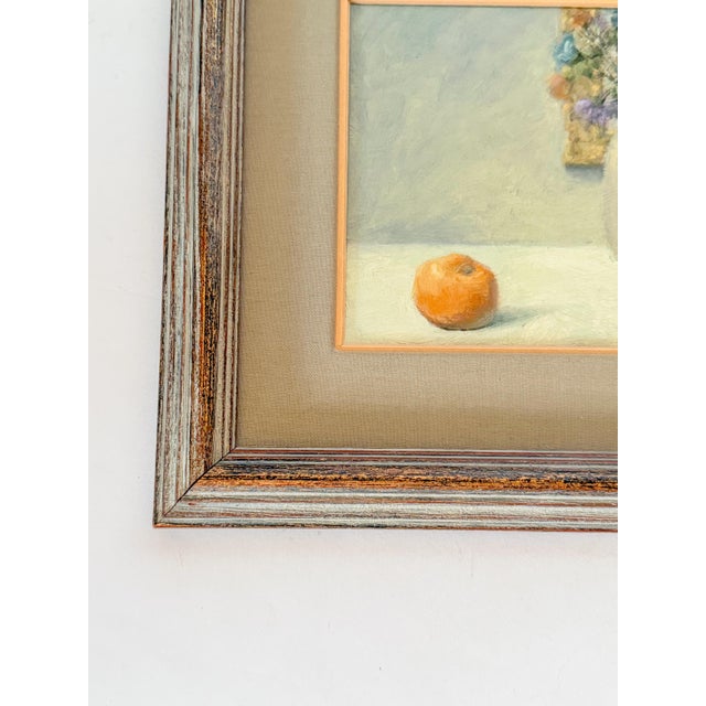 A sweet vintage original still life oil painting by a Dallas artist, Steve Trower, who was prolific in the 1970s. The...